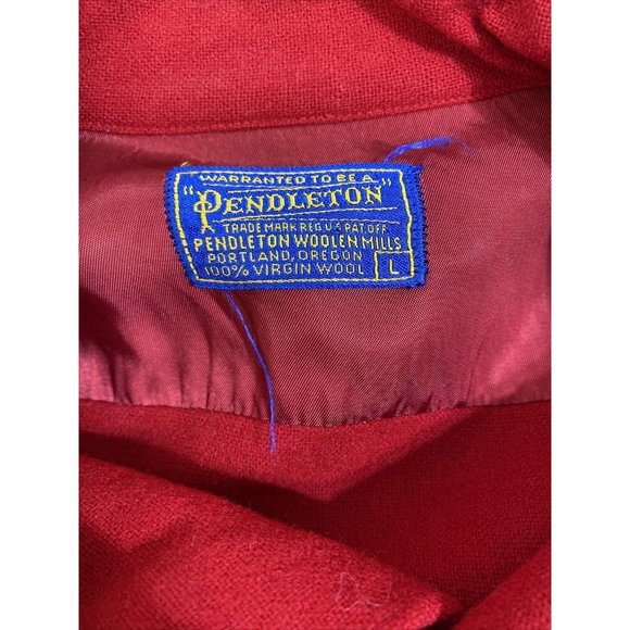 Pendleton Mens Board Shirt Size L Red Virgin Wool Loop Collar Button Down - Picture 16 of 16